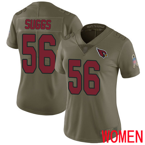 Arizona Cardinals Limited Olive Women Terrell Suggs Jersey NFL Football #56 2017 Salute to Service->arizona cardinals->NFL Jersey